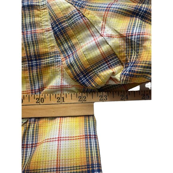 Duluth Trading Co Mens Short Sleeve Yellow Plaid Button Down Shirt Size Large - Picture 6 of 7